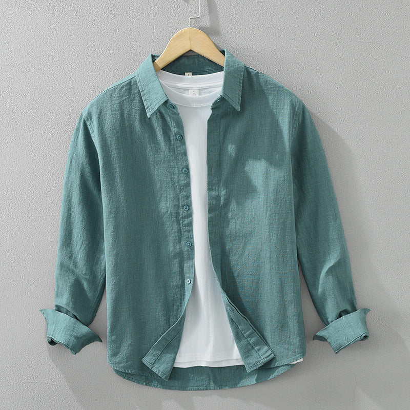 Long Sleeve Shirt Men's Fashion Casual Artistic Loose Linen Top - Your Shopify