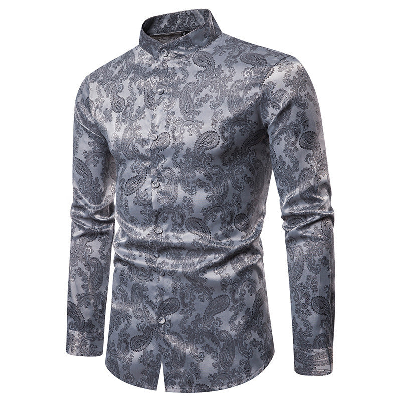 Men's New Cashew Flower High-end Lapel Long-sleeved Shirt - Your Shopify