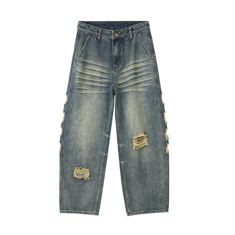 Men's Ripped Wide-leg Jeans - Your Shopify
