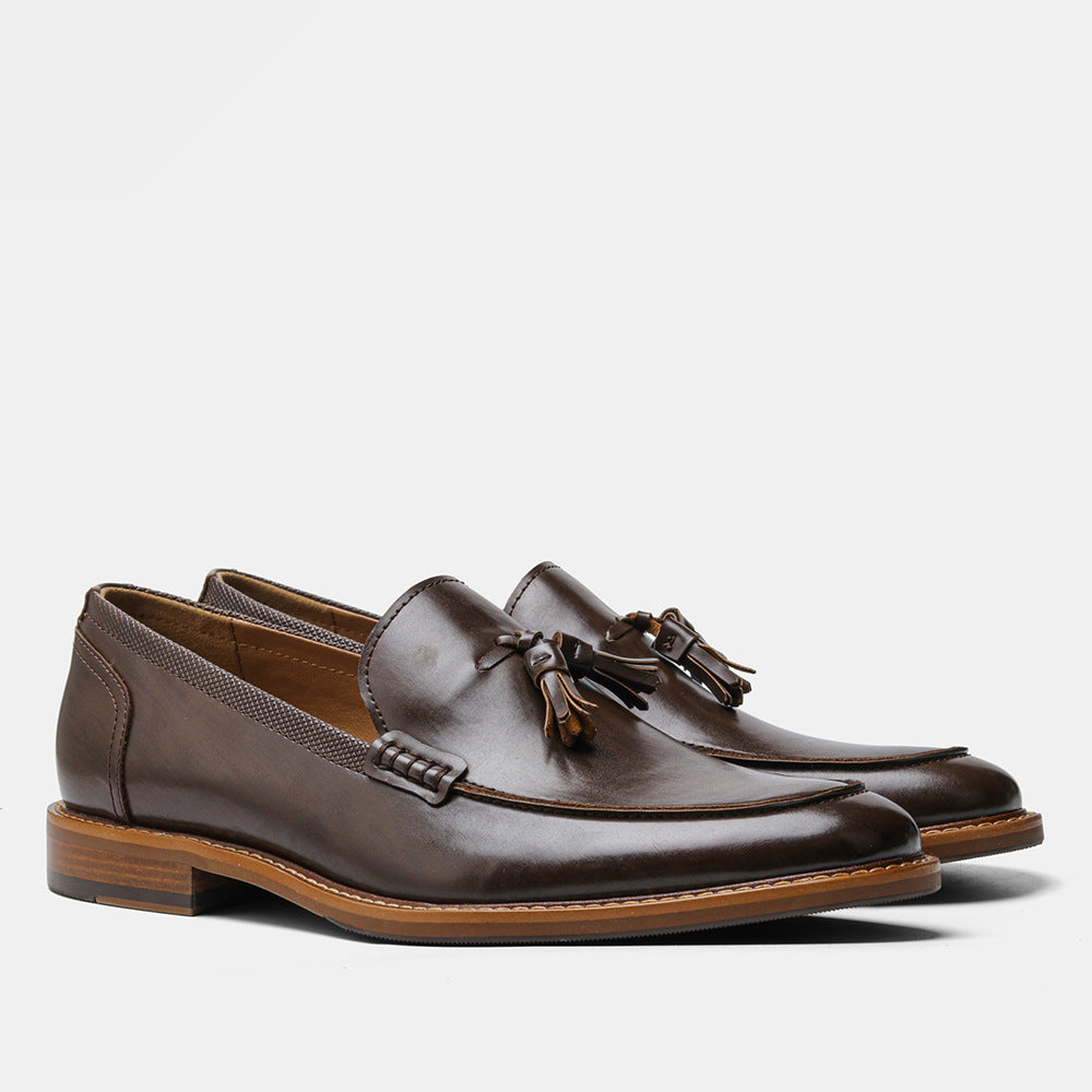American Size Wood Grain Tassel Foreign Trade Formal Shoes Loafers Slip-on - Your Shopify