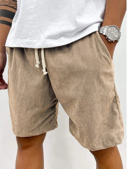 Men's Corduroy Shorts With Drawstring Fashion Casual Pockets Pants Summer - Your Shopify
