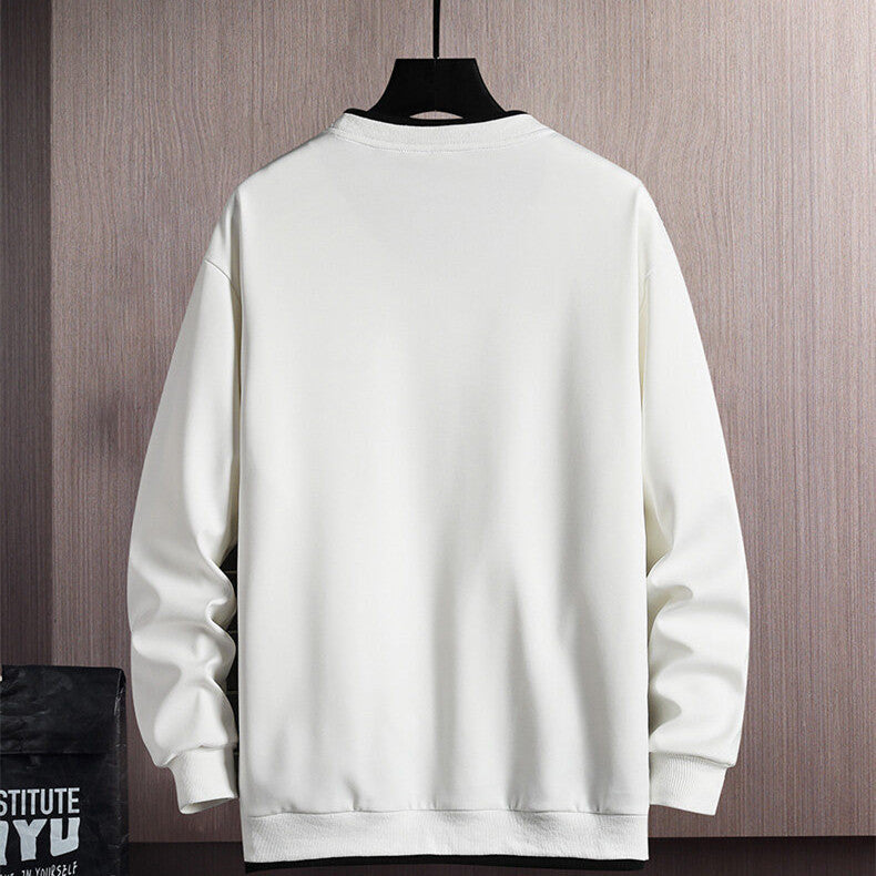 New Mens Casual Sweatshirts Hoodie Fake Two Pieces Letter Print - Your Shopify