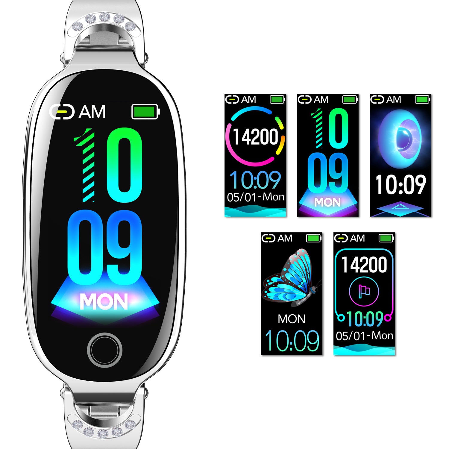 Gold Smartwatch For Women Compatible For Android& IOS,Bling Smart Bracelet With Female Menstrual Cycle Heart Rate Blood Pressure Remote Photography Waterproof Pedometer