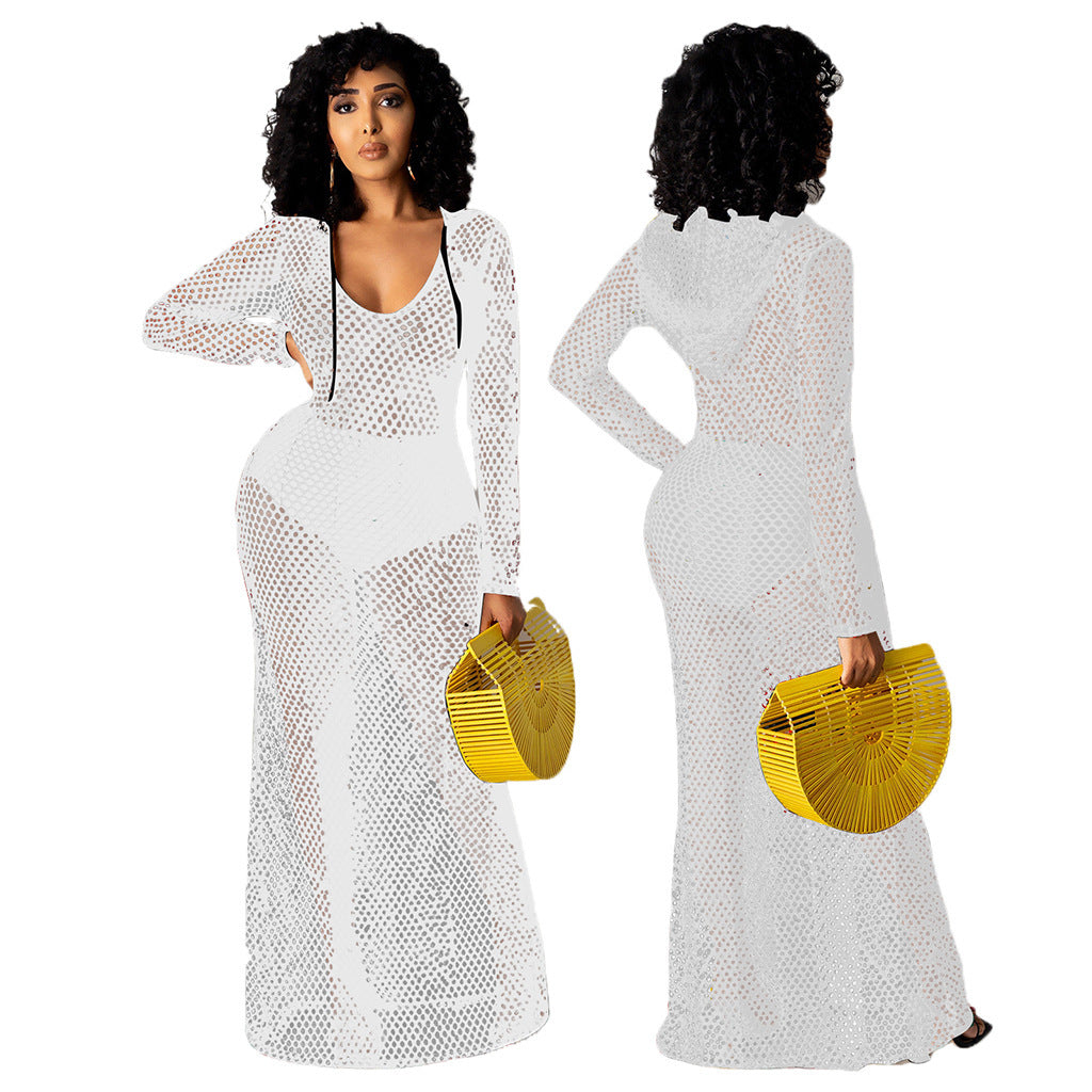 Hollowed Cover Long Skirt Bikini Swimwear Cover-up - Your Shopify