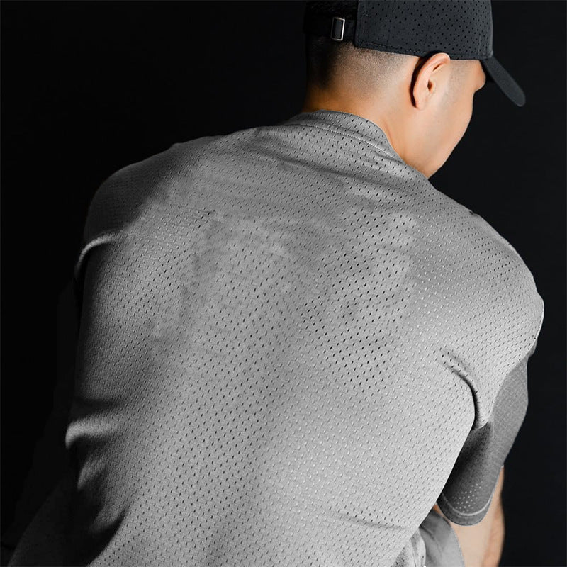 Fitness Muscle Men's Gym Mesh Breathable Short Sleeve - Your Shopify