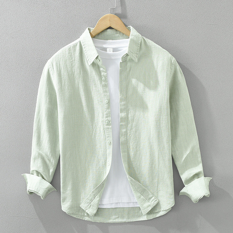 Long Sleeve Shirt Men's Fashion Casual Artistic Loose Linen Top - Your Shopify