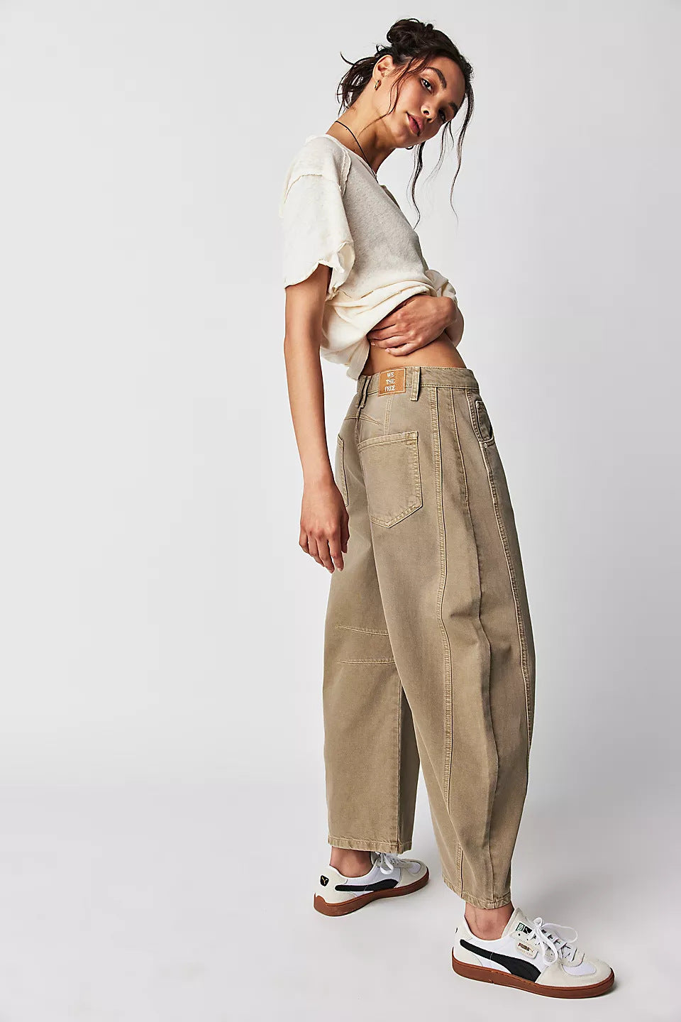 High Stretch Mid-Rise Barrel Jeans Fashion Wide Leg Shape Women Casual Baggy Mid Waist Denim Jeans - Your Shopify