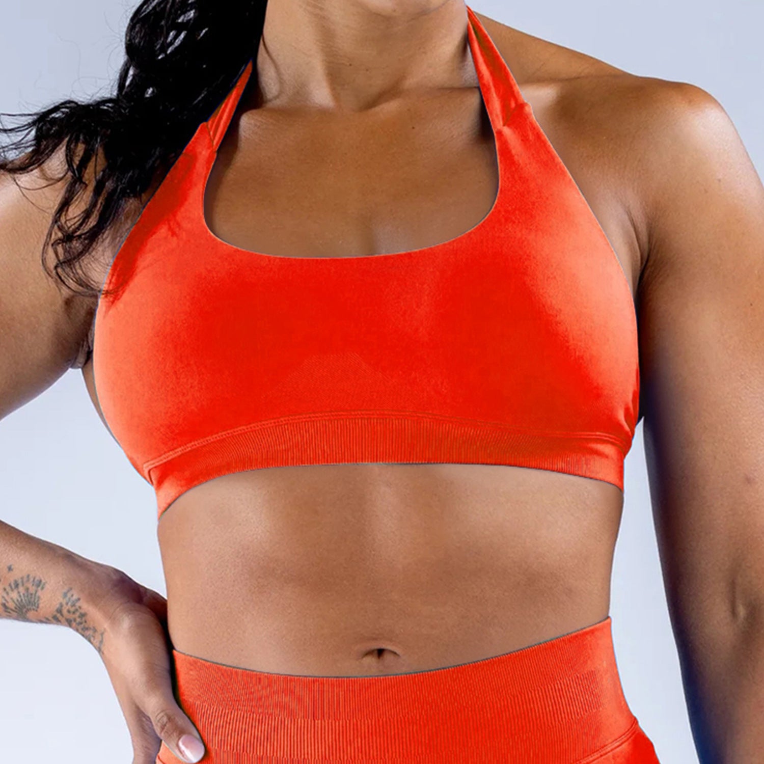 High Elastic Ultra-fine Matte Nylon Halter Beauty Back Seamless Sports Bra