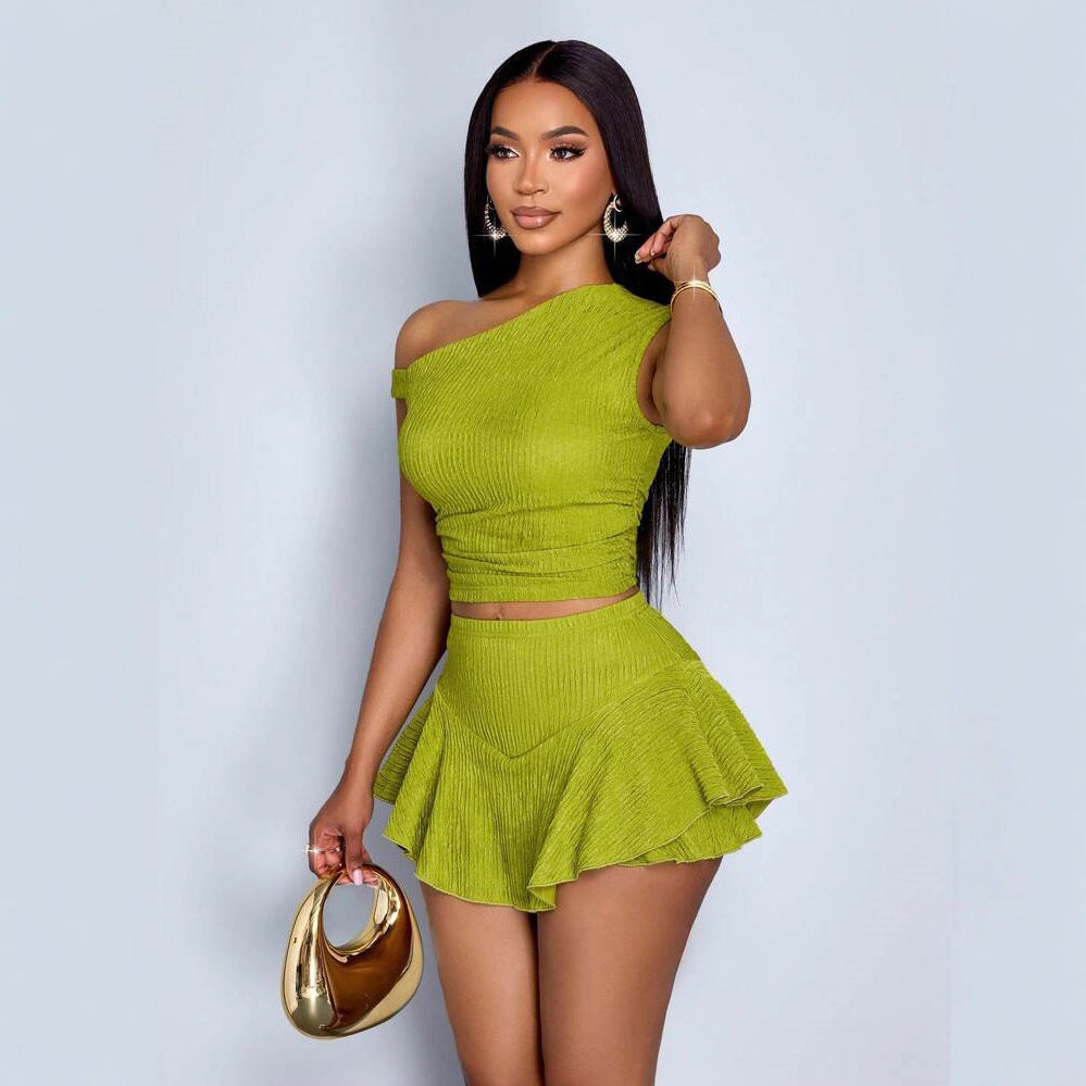 Personality Solid Color Split Skirt Suit Simple All-match