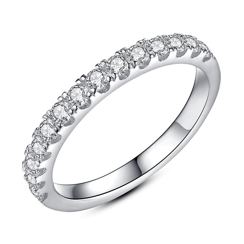 S925 Sterling Silver Semi-inlaid Moissanite Ring