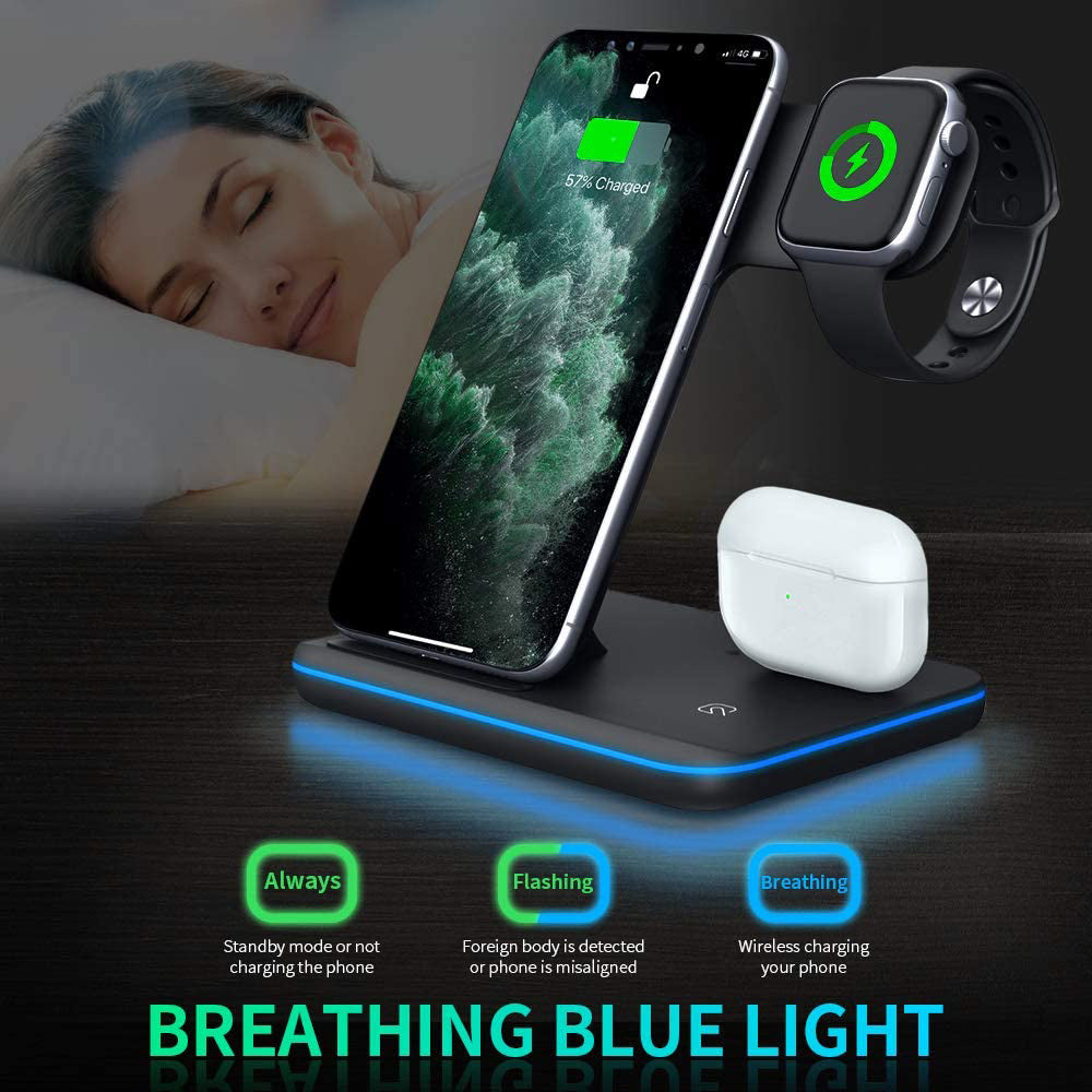 Compatible Mobile Phone Watch Earphone Wireless Charger 3 In 1 Wireless Charger Stand - Your Shopify