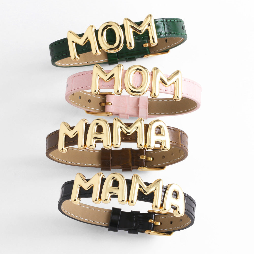 Cowhide Watch Strap Letter Mama Mother's Day Bracelet
