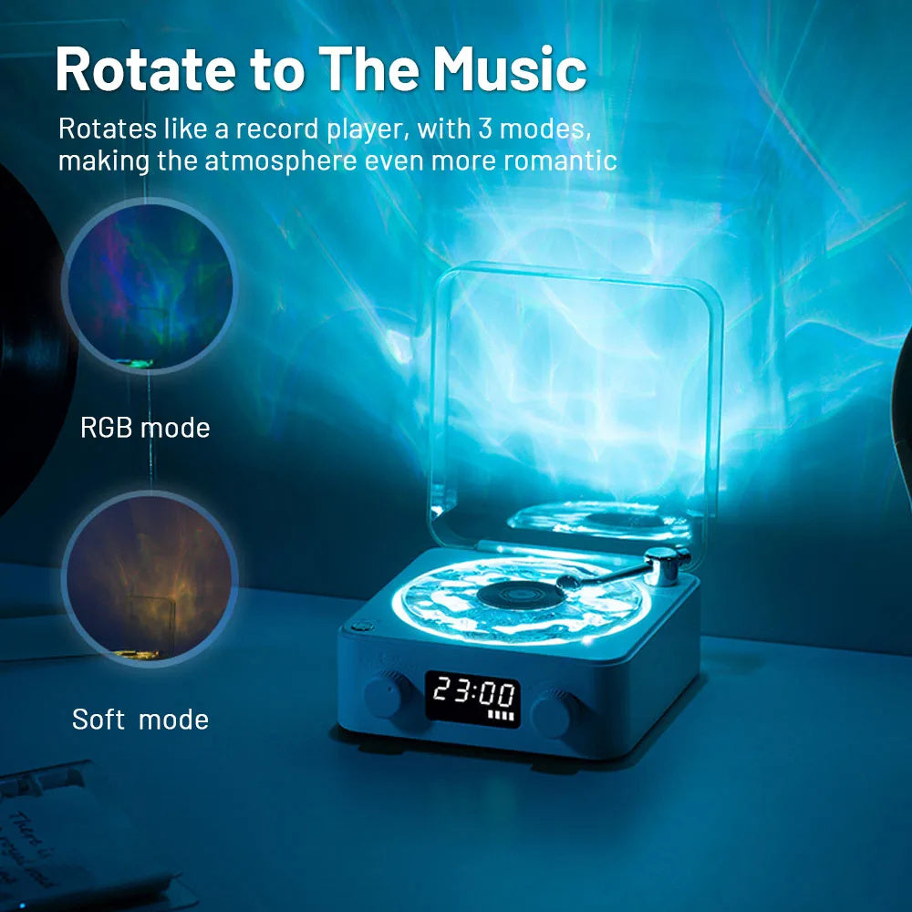 Retro Turntable Speaker Wireless Bluetooth-compatible 5.0 Vinyl Record Player Stereo Sound With White Noise RGB Projection Lamp Effect - Your Shopify