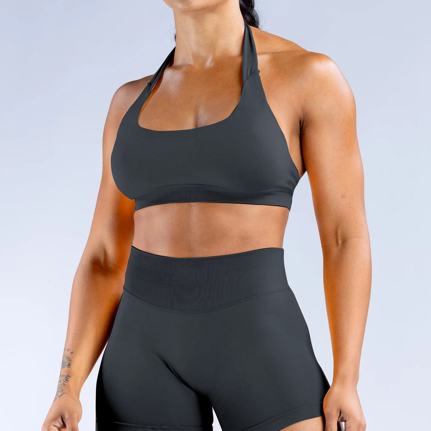 High Elastic Ultra-fine Matte Nylon Halter Beauty Back Seamless Sports Bra