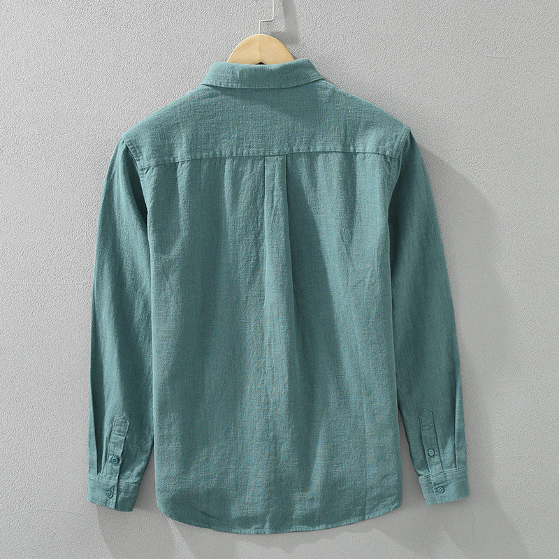 Long Sleeve Shirt Men's Fashion Casual Artistic Loose Linen Top - Your Shopify