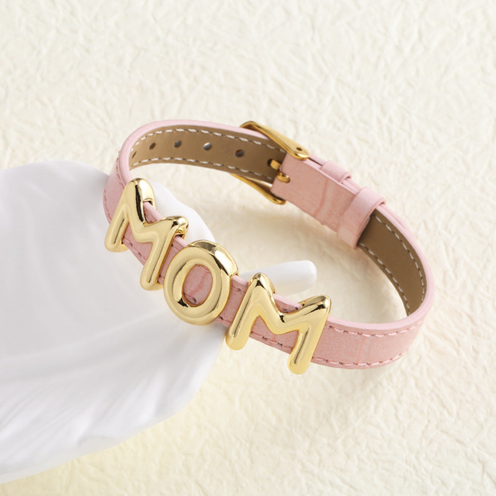 Cowhide Watch Strap Letter Mama Mother's Day Bracelet