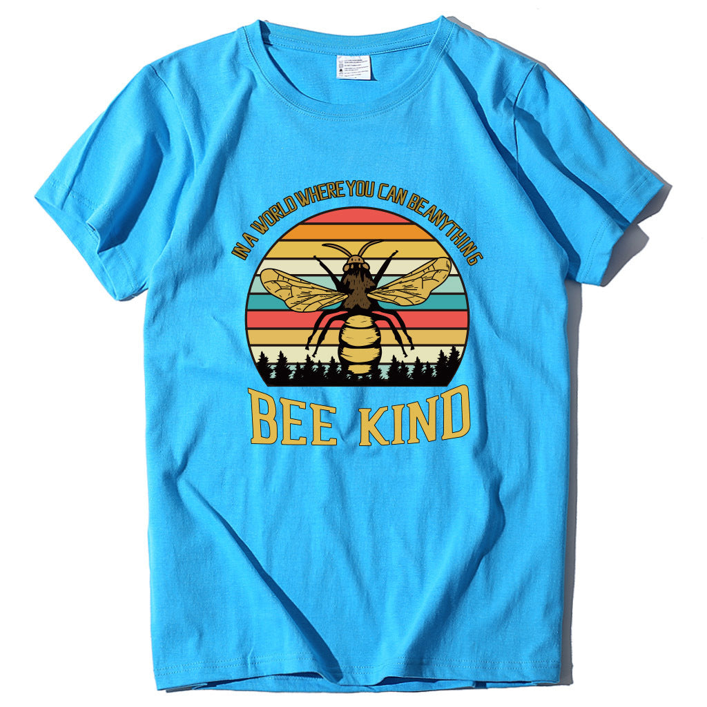 Bee Print Women's T-shirt Letter Print Loose And Popular