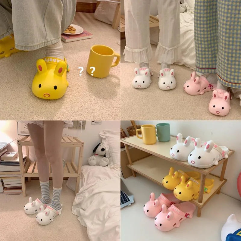 SP&CITY Summer Shoes For Women Kawaii Cartoon Animal Hole Slippers PVC Massage Home Slippers Platform Sandals 2021 For Woman