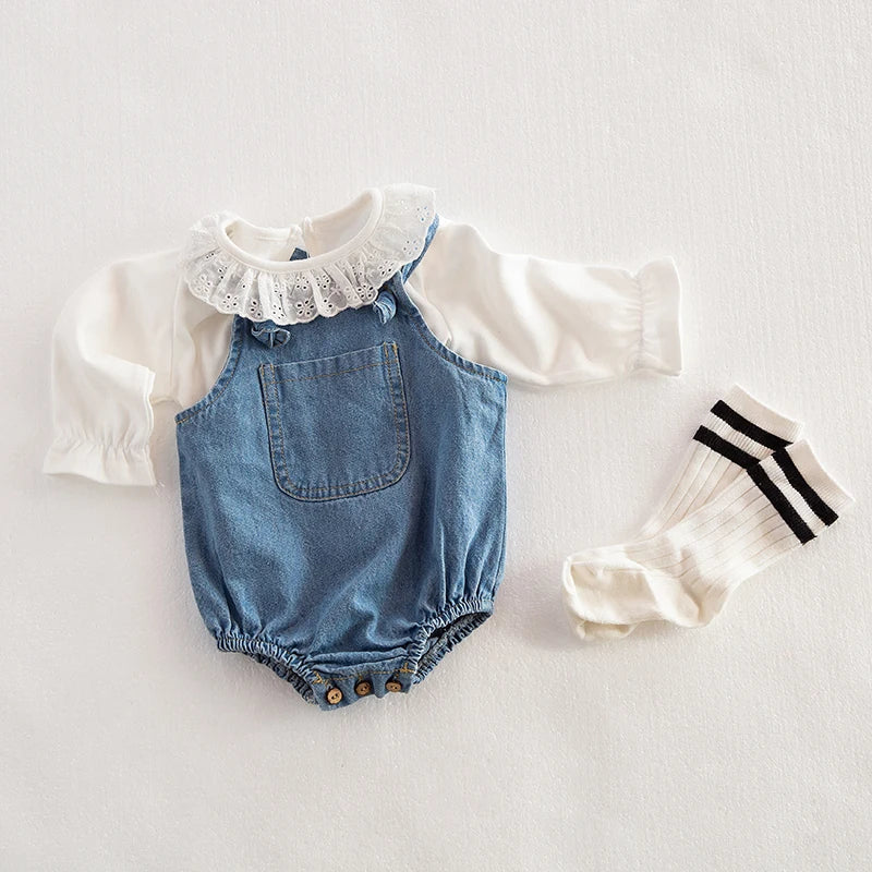 Autumn Newborn Denim Overalls  0-3Yrs Infant Baby Girls Boys Romper Baby Girls Boys Jumpsuit Overall Toddler Girl Cowboy Clothes
