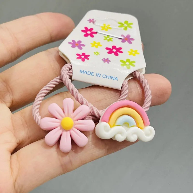 2Pcs Shiny Starfish Children Elastic Hair Bands Ponytail Holder Hair Ties Headband Scrunchie Hair Accessories for Girls