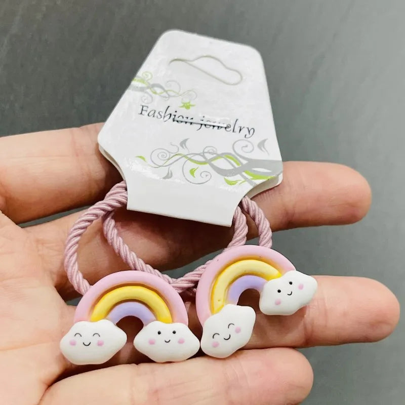 2Pcs Shiny Starfish Children Elastic Hair Bands Ponytail Holder Hair Ties Headband Scrunchie Hair Accessories for Girls