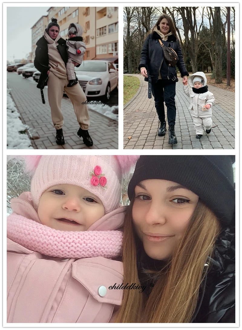2pcs Set Children Winter Down Jacket and Jumpsuit for Baby Thicken Jacket for Girls Coat Warm Real Fur Collar Boys Snowsuit 0-4Y