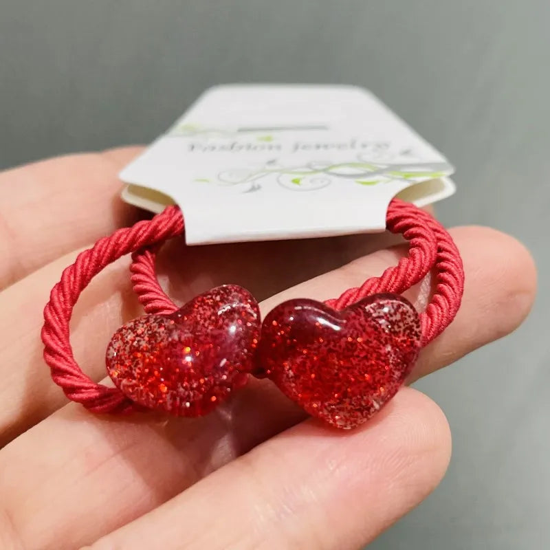 2Pcs Shiny Starfish Children Elastic Hair Bands Ponytail Holder Hair Ties Headband Scrunchie Hair Accessories for Girls