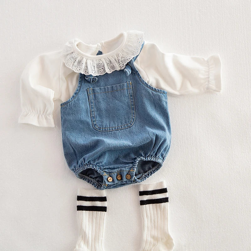 Autumn Newborn Denim Overalls  0-3Yrs Infant Baby Girls Boys Romper Baby Girls Boys Jumpsuit Overall Toddler Girl Cowboy Clothes