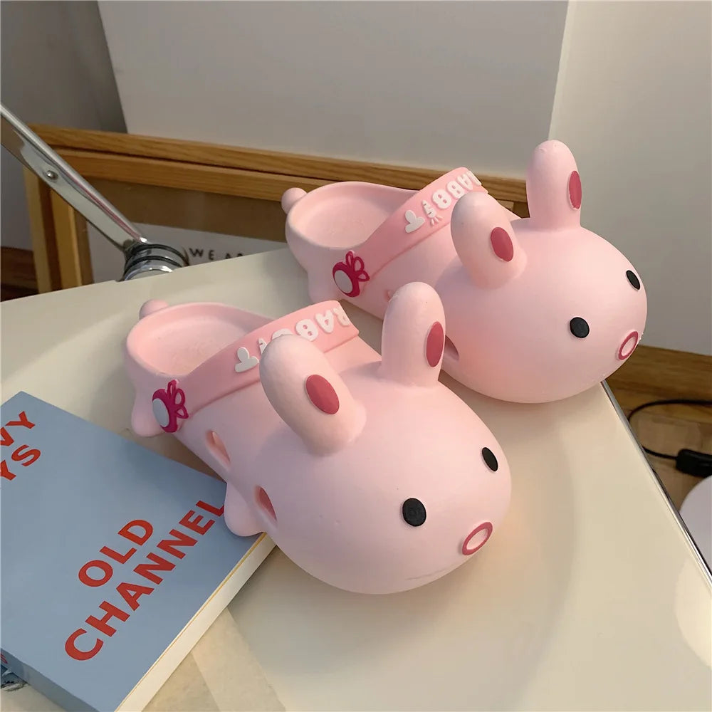 SP&CITY Summer Shoes For Women Kawaii Cartoon Animal Hole Slippers PVC Massage Home Slippers Platform Sandals 2021 For Woman