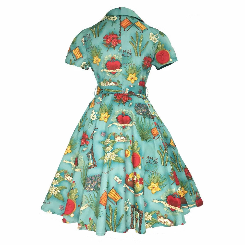 2025 Parrot Bird Print Summer Women Vintage Dress Casual Green Retro Pin UP Pinup Party Robe Rockabilly 50s 60s Swing Sundress