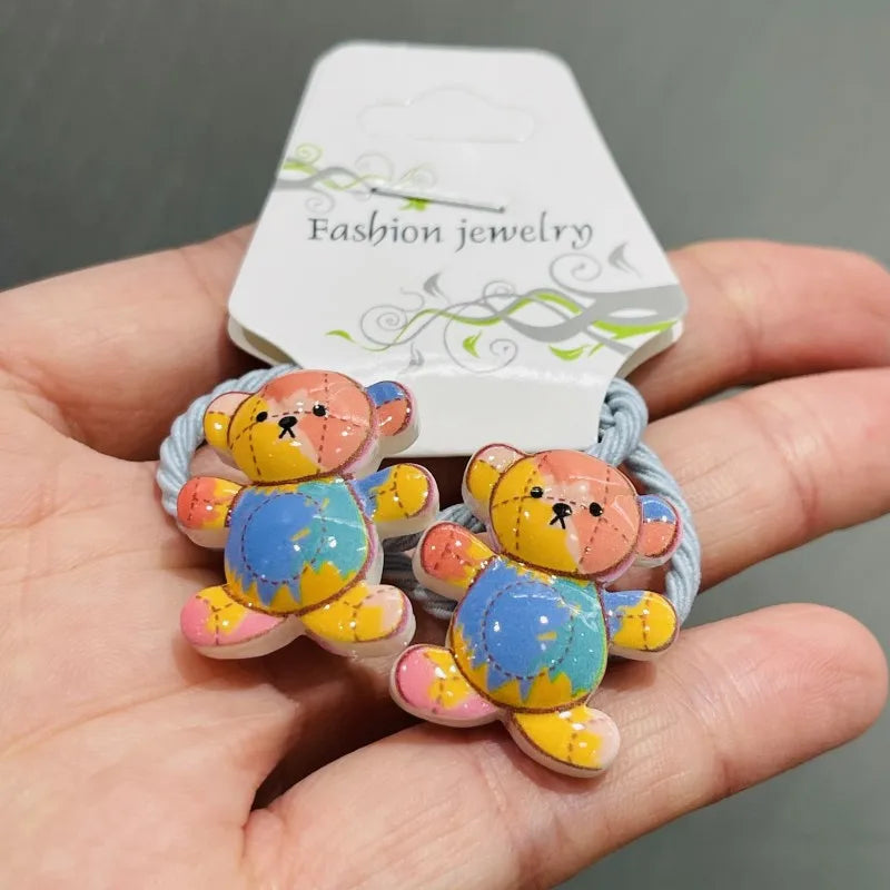 2Pcs Shiny Starfish Children Elastic Hair Bands Ponytail Holder Hair Ties Headband Scrunchie Hair Accessories for Girls