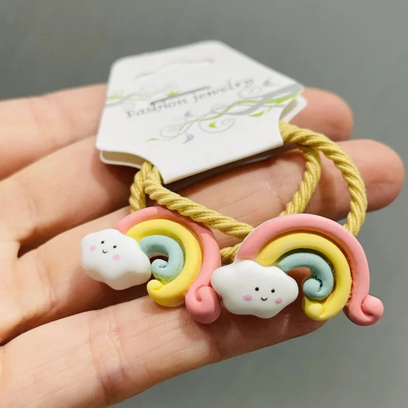2Pcs Shiny Starfish Children Elastic Hair Bands Ponytail Holder Hair Ties Headband Scrunchie Hair Accessories for Girls
