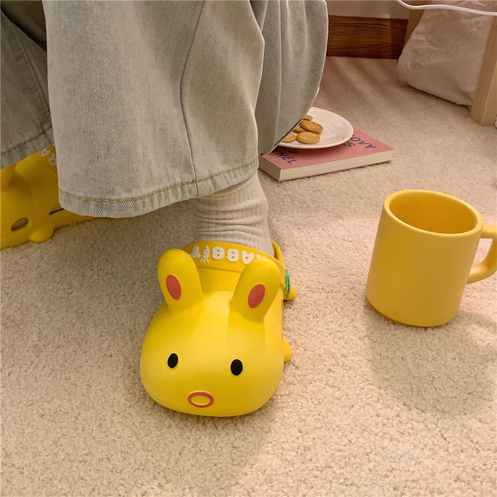 SP&CITY Summer Shoes For Women Kawaii Cartoon Animal Hole Slippers PVC Massage Home Slippers Platform Sandals 2021 For Woman