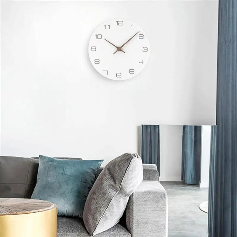 Wall Clock Silent Non Ticking Wood Oversized Wall Clocks Operated Wooden White Modern Simple Minimalist Hanging Wall