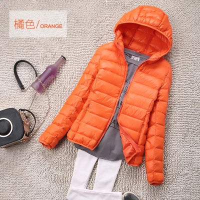 Sanishroly S-4XL Autumn Winter Women White Duck Hooded Down Jacket Female Ultra Light Down Coat Puffer Parkas Short Tops S435