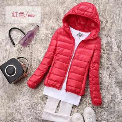 Sanishroly S-4XL Autumn Winter Women White Duck Hooded Down Jacket Female Ultra Light Down Coat Puffer Parkas Short Tops S435