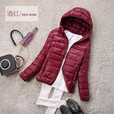 Sanishroly S-4XL Autumn Winter Women White Duck Hooded Down Jacket Female Ultra Light Down Coat Puffer Parkas Short Tops S435
