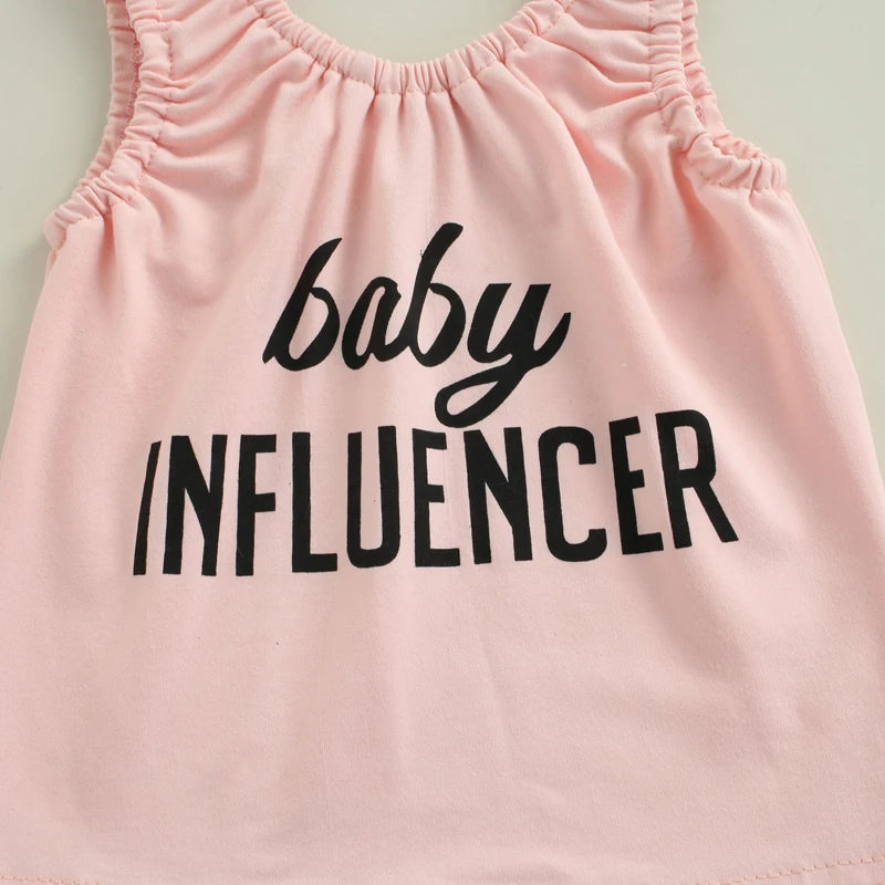 FOCUSNORM 0-5Y Fashion Baby Girls 3pcs Clothes Sets Letter Printed Sleeveless Vest Tops+High Waist Denim Shorts Headband
