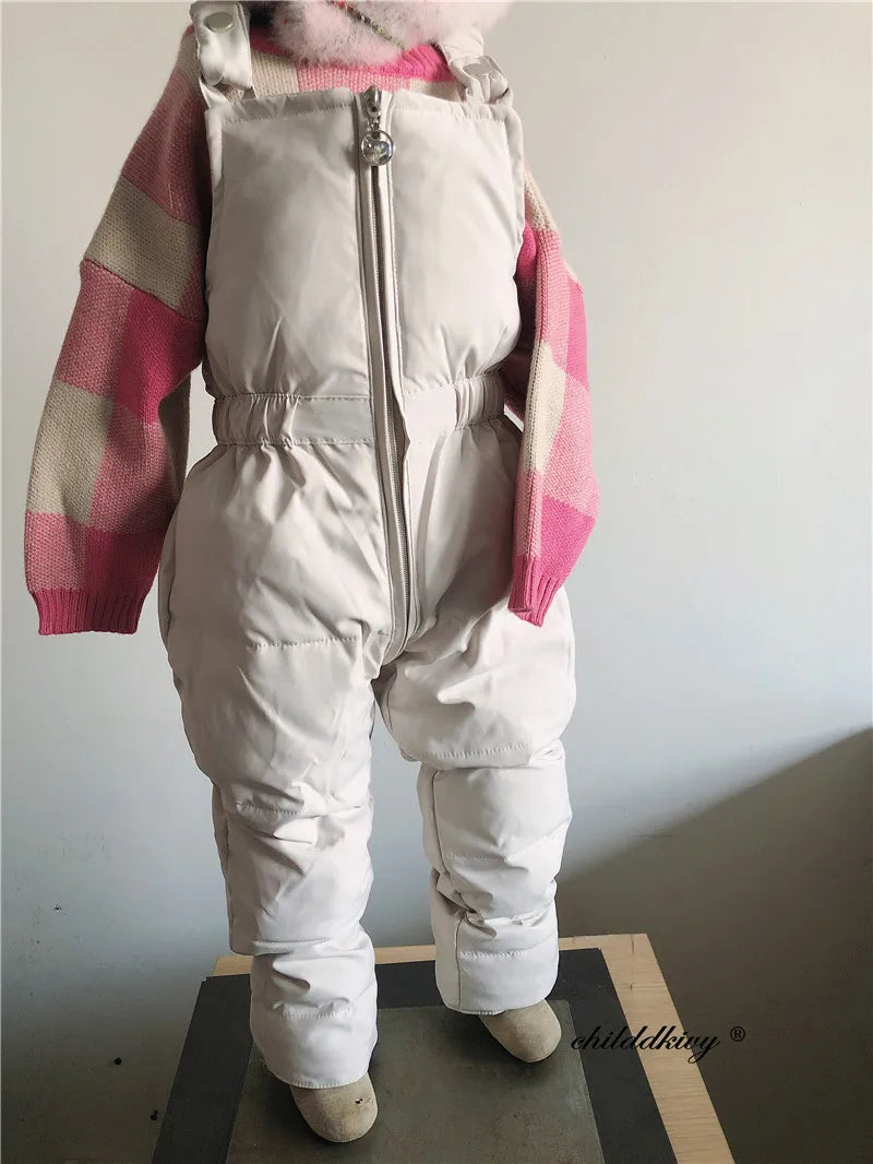 2pcs Set Children Winter Down Jacket and Jumpsuit for Baby Thicken Jacket for Girls Coat Warm Real Fur Collar Boys Snowsuit 0-4Y