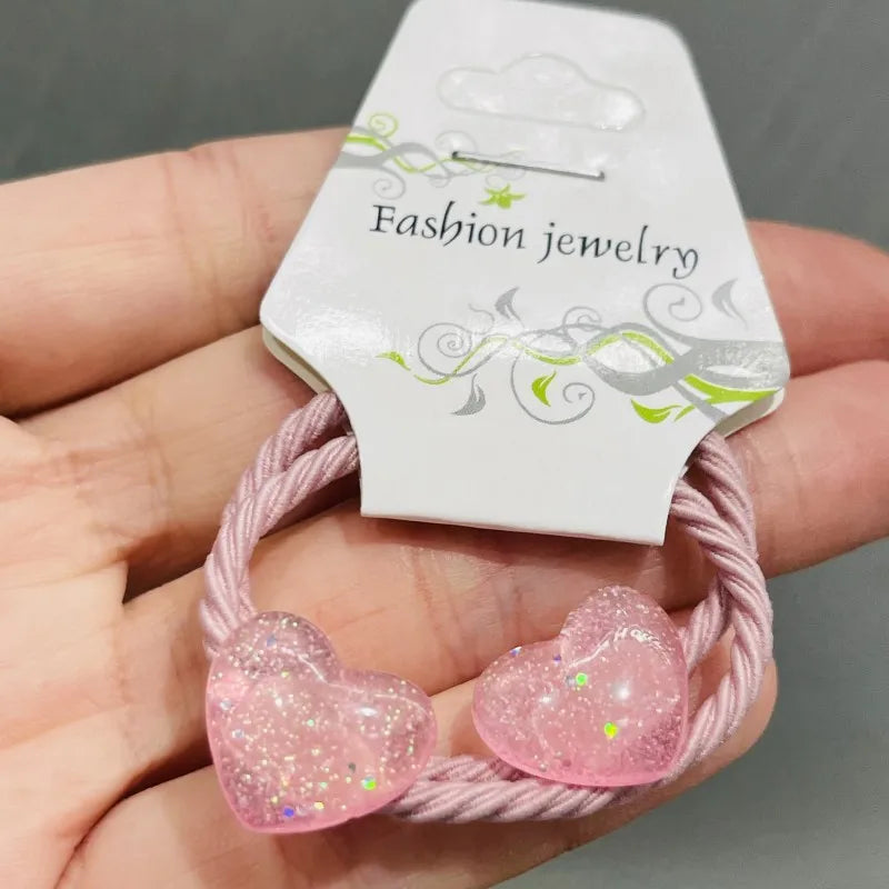 2Pcs Shiny Starfish Children Elastic Hair Bands Ponytail Holder Hair Ties Headband Scrunchie Hair Accessories for Girls