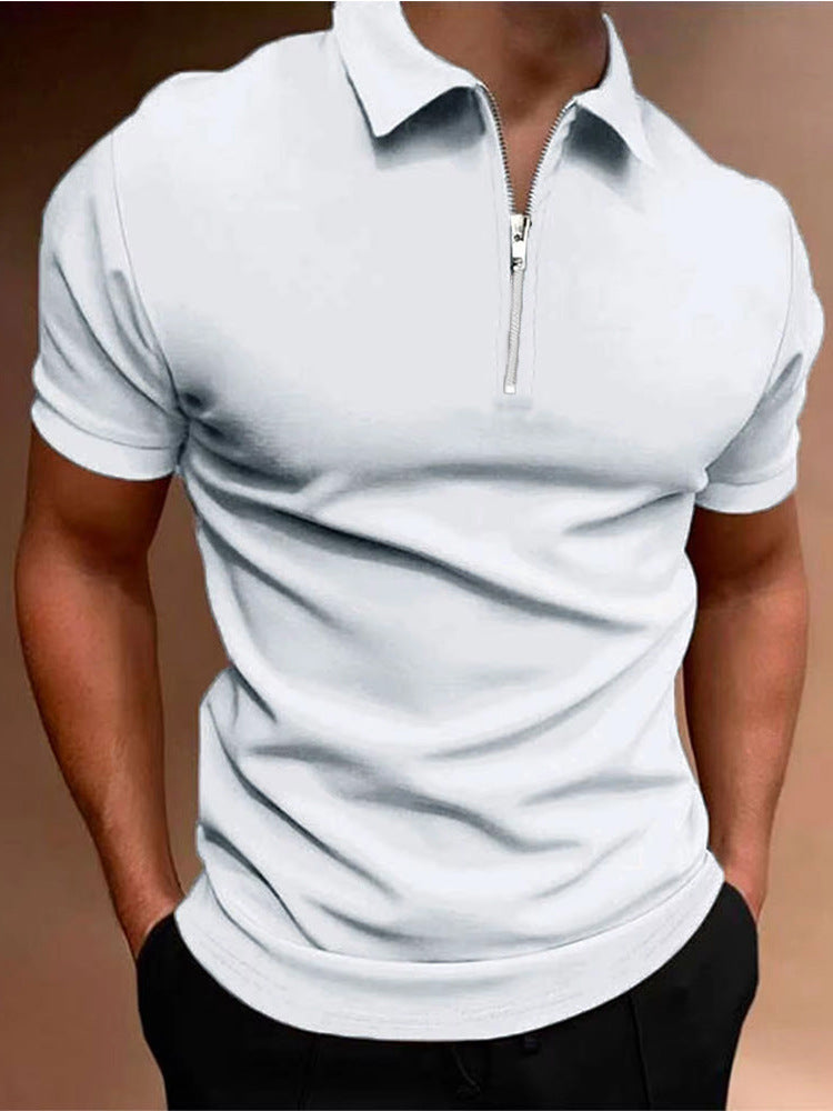 Men's Polo Shirt Solid Color Polo Collar T-shirt Casual Fit Top Men's Clothing - Your Shopify