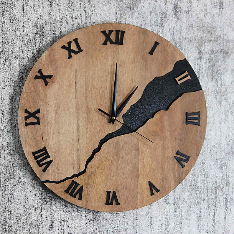 Modern Home Creative Crack Simple Wooden Wall Clock - Your Shopify