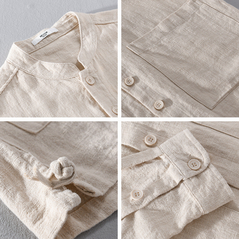 Men's Retro Stand Collar Chinese Knot Button Shirt Coat