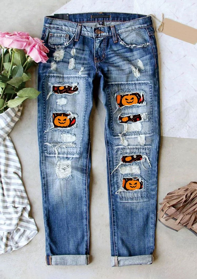 Women's Jeans Ripped Print Patch - Your Shopify