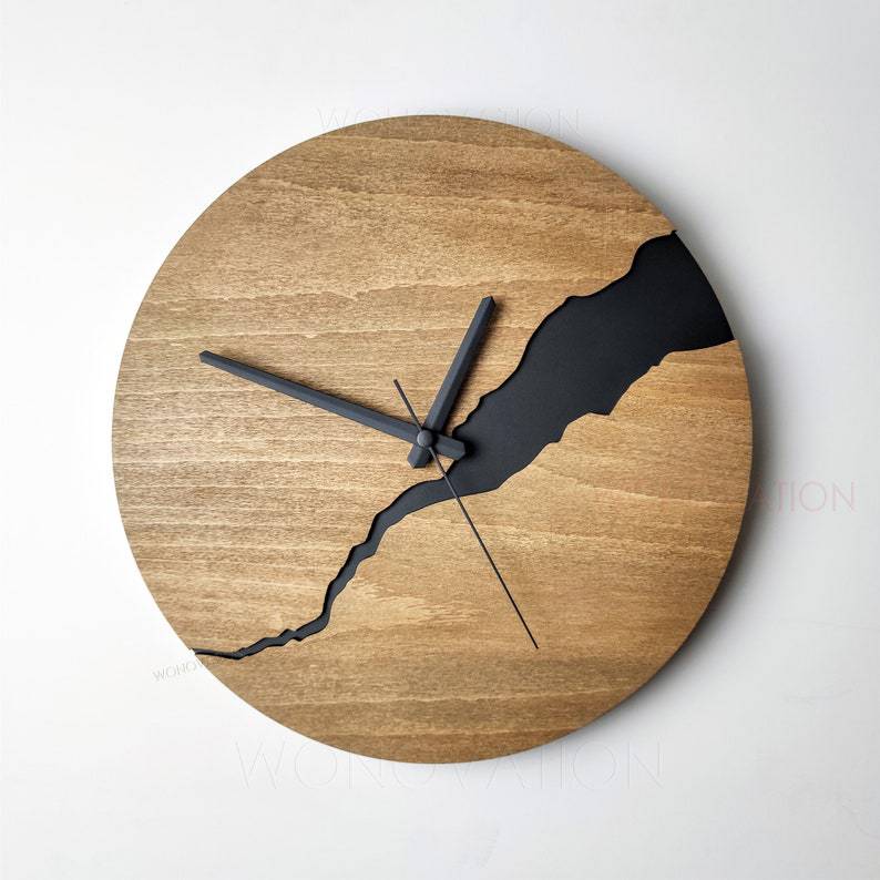 Modern Home Creative Crack Simple Wooden Wall Clock - Your Shopify