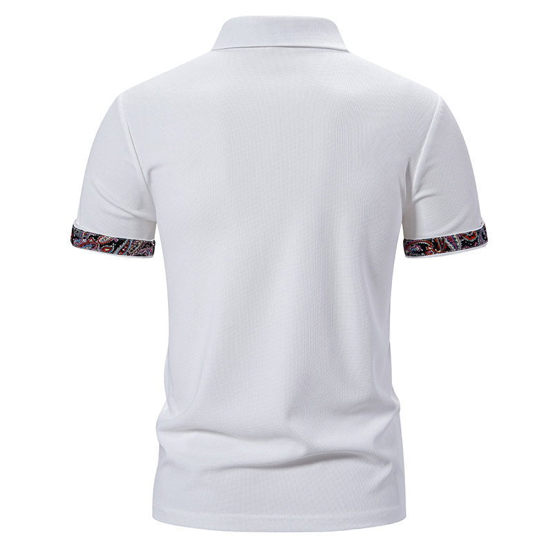 European Size Polo Shirt Men's Color Stitching Turnover Neck Short Sleeve - Your Shopify