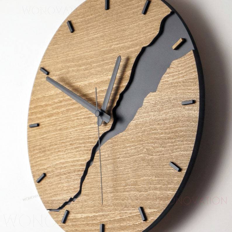 Modern Home Creative Crack Simple Wooden Wall Clock - Your Shopify