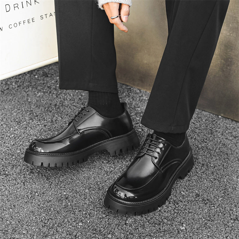 Platform Height Increasing Casual Leather Shoes