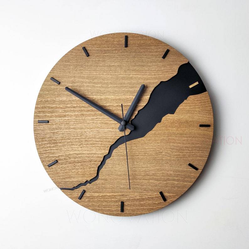 Modern Home Creative Crack Simple Wooden Wall Clock - Your Shopify