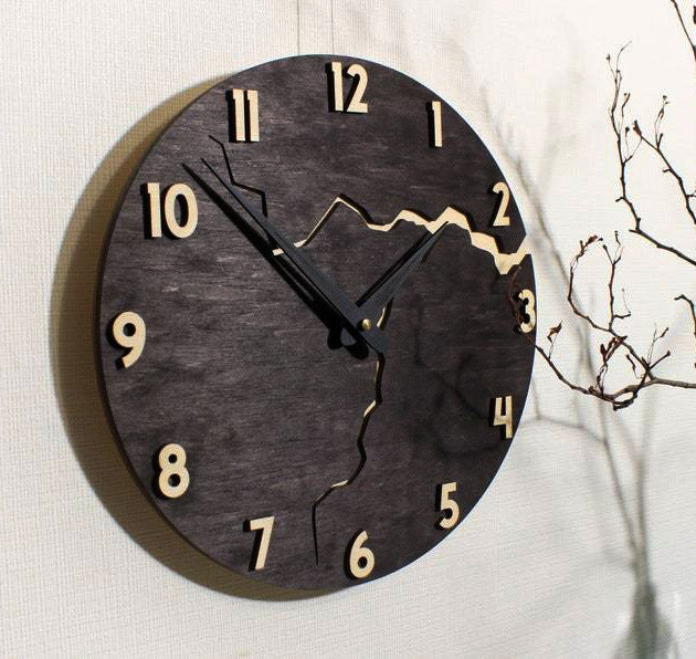 Modern Home Creative Crack Simple Wooden Wall Clock - Your Shopify